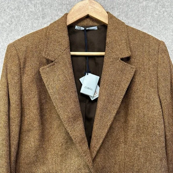 Malo Mens Virgin Fleece Wool One Button Blazer Sport Coat Herringbone 36‎ Small